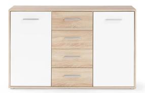 Komoda Forte Pilvi NTU231-Q45F, ruda sp./balta sp., 85 cm x 120 cm x 35 cm