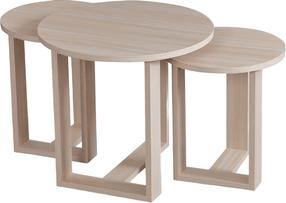 Kavos staliukas Kalune Design Mira 3 Pcs, ąžuolo sp., 52 cm x 52 cm x 47 cm