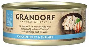 Šlapias kačių maistas Grandorf Natural & Healthy, vištiena/krevetės, 0.07 kg
