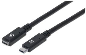 Laidas Manhattan Type-C M To Type-C USB Type-C male, USB Type-C female, 0.5 m, juoda