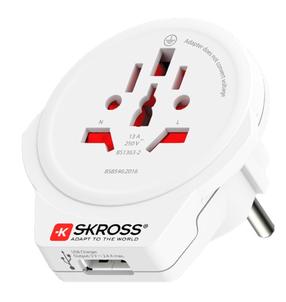 Адаптер Skross Travel adapter: World to Europe 250V AC Power Plug EU, Euro, Australia/China, UK, USA/Japan, Switzerland, Italy, Brazil Socket, белый цв.