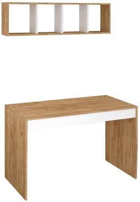 Rašomasis stalas su lentyna Kalune Design Ertel, 120 cm x 60 cm, 74 cm, ąžuolo sp.