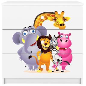 Vaikiška komoda Kocot Kids Babydreams Zoo, balta sp./įvairių spalvų, 41 cm x 80 cm x 80.5 cm
