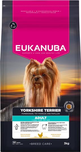 Sausā suņu barība Eukanuba Breed Care Yorkshire Terrier, vistas gaļa, 3 kg