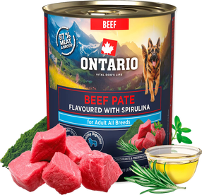 Šlapias šunų maistas Ontario Adult Pate, jautiena/spirulina, 0.8 kg