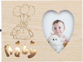 Фоторамка KPH Baby's Led Heart, 20 см x 18 см, светло-коричневый цв.