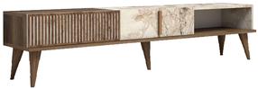 TV staliukas Kalune Design Milan, balta sp./riešuto sp., 180 cm x 35 cm x 40 cm