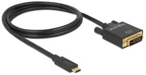 Соединение Delock USB-C > DVI 24+1 (ST-ST) 1m 4K 30Hz USB C male, DVI-D male, 1 м, черный цв./oранжевый цв.