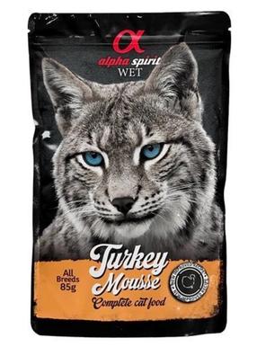 Šlapias kačių maistas Alpha Spirit Mousse, kalakutiena, 0.085 kg