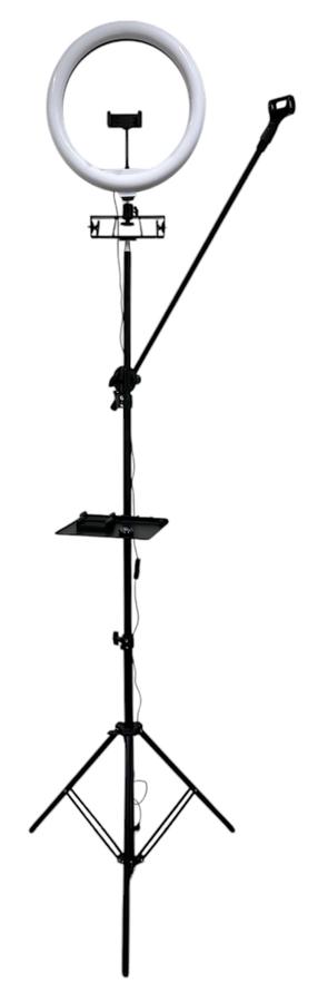 Gredzenu lampa ar telefona turētāju iLike S12, melna krās.