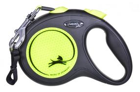 Automatinis pavadėlis Flexi New Neon, juoda sp./geltona sp., L 5m