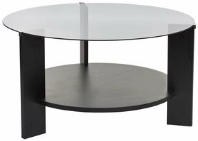 Kavos staliukas Nordure Clara, skaidri sp./juoda sp., 75 cm x 75 cm x 40 cm