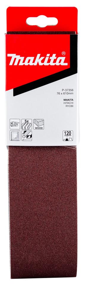 Slīpēšanas lente Makita P-37356, 120, 61 cm x 7.6 cm, 5 gab.