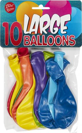 Balionas apvalus Bini Balloons Mix, mėlyna sp./raudona sp./geltona sp., 10 vnt.