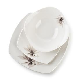 Pietų servizas AffekDesign Magnolia, porcelianas, ruda sp./balta sp., 18 vnt.