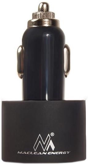 Auto telefona lādētājs Maclean Energy, Lightning/2 x USB, melna krās.