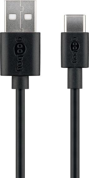 Kaabel Goobay 369679, USB/USB-C, 10 cm, must v.
