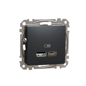 USB lādētājs Schneider Electric Sedna Design, melna krās.