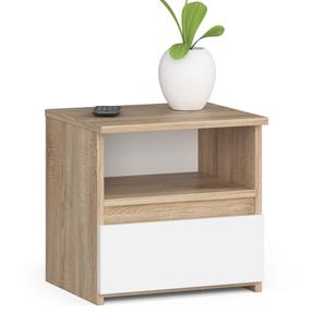 Naktinis staliukas Akord Furniture Factory CL1, balta sp./rusva sp., 40 cm x 40 cm x 35 cm