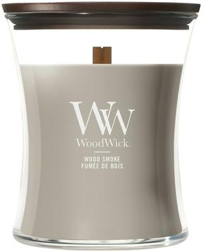 Свеча, ароматическая WoodWick Wood Smoke, 50 - 65 час, 275 г, серый цв.