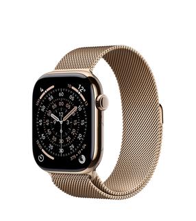 Išmanusis laikrodis Apple Watch Series 11 GPS + Cellular 42mm MF8Y4ET/A, gold titano korpusas su gold milanese loop dirželiu - S/M