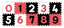 Kilimėlis kūdikiams - dėlionė BabyOno Foam Puzzle 274/04, 30 cm x 30 cm, 10 vnt, balta sp./juoda sp.