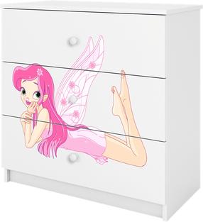 Vaikiška komoda Kocot Kids Babydreams Fairy With Wings, balta sp., 80 cm x 41 cm x 80.5 cm