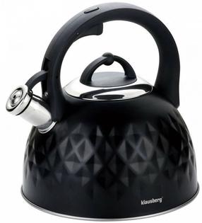 Tējkanna ar svilpi Klausberg KB 7550, 3 l, melna krās.