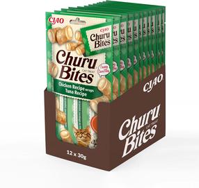 Skanėstas katėms Inaba Churu Bites Tuna Recipe, vištiena/tunas, 0.03 kg x 12 vnt.