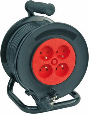 Pikendusjuhe trumlil Vorel, 3 x 1,5 mm², 50 m, IP20, 4 pesa, must v.