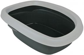 Kaķu tualete ar apmali Trixie Carlo 40111, pelēka krās., atvērts, 43 cm x 31 cm x 14 cm
