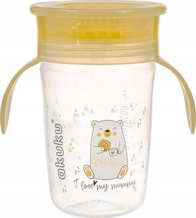 Bērnu krūzīte Akuku 360 A0670, 240 ml, 6+ mēn., plastmasa, dzeltena krās.
