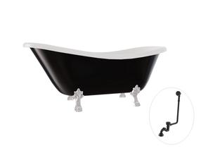 Vann, teisaldatav Besco Otylia B&W, 160 cm x 77 cm x 69.5 cm, ovaalne, valge v./must v.