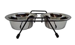 Stovas su dubenėliais šuniui Höppy MS Wire Diner Trapeze, 0.24 l, 10 cm x 10 cm, 2 vnt., sidabro sp.