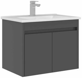 Шкафчик для ванной с раковиной Kalune Design Arno, антрацитовый цв./белый цв., 45 см x 65 см x 52 см