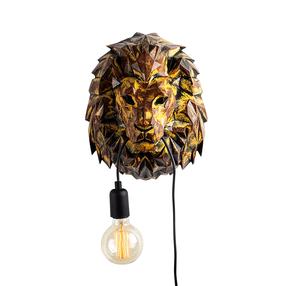 Šviestuvas sieninis Opviq Lion Head, E27, 1 x 40 W, nėra gaubto / aukso sp.