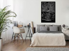 Reprodukcija Artgeist Dark Map Of Hamburg, k-b-0072-b-a, 20 cm x 30 cm