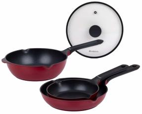 Keptuvių komplektas, su dangčiu Ambition Noel Qualum Basic, Ø 28 cm, aliuminis/plastikas/stiklas