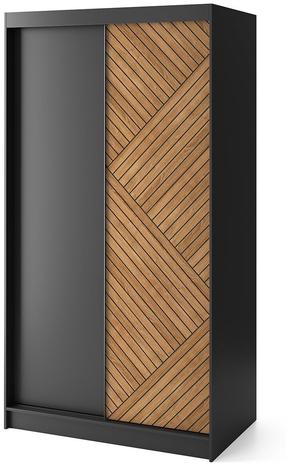 Skapis Marrphy II, ozola krās./melns krās., 120 cm x 220 cm x 60 cm