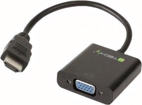 Адаптер Techly HDMI to VGA with Audio HDMI 19 pin male, VGA female, 0.15 м, черный цв.