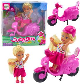 Lėlė su priedais Lean Toys Cute Girl Happy Time Scooter, 11 cm, įvairių spalvų