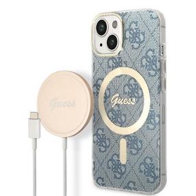 Telefona maciņa un lādētāja komplekts Guess BUGUHMP14MH4EACSB, zila krās., Apple