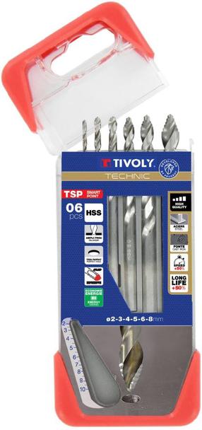 Metallist puurikomplekt Tivoly Smart Point 11457070002, puit/metall/teras, hss, sirge, 2 mm x 17.5 cm