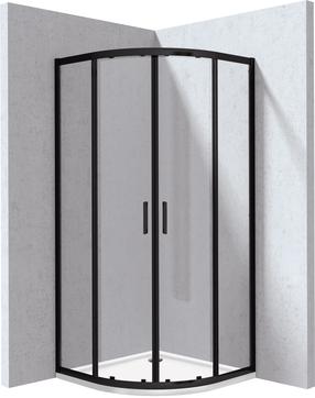 Dušo kabina Deante Funkia Evo KYPPN099P, pusapvalė, be padėklo, 90 cm x 90 cm x 195 cm, juoda sp./skaidrus