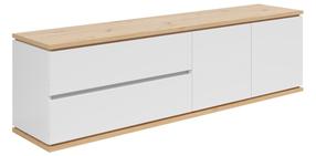 Televizoriaus spintelė Yamael, balta sp./artisan oak sp., 42 cm x 184 cm x 54 cm
