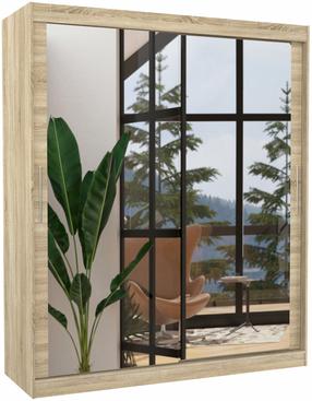 Riidekapp ADRK Ettore, sonoma tamm v., 58 cm x 182 cm x 215 cm, peegliga