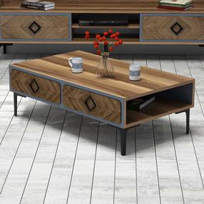 Kohvilaud Kalune Design Samba, sinine v./pähklipuu v., 105 cm x 60 cm x 34.6 cm