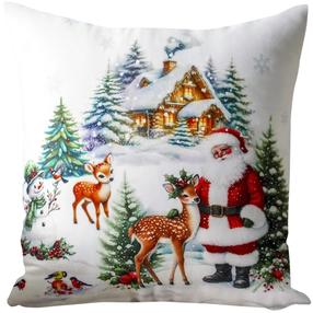 Kalėdinis dekoratyvinės pagalvėlės užvalkalas JCLA-95, balta/raudona/žalia, 40 cm x 40 cm