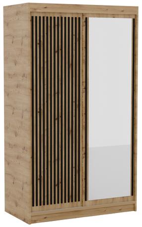 Spinta ADRK Delia, juoda sp./artisan oak sp., 60 cm x 120 cm x 205 cm, su veidrodžiu