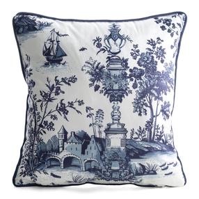 Dekoratyvinės pagalvėlės užvalkalas Velvet JA174-08, mėlyna sp./balta sp., 45 cm x 45 cm